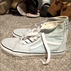 Vans Light Blue and White High-Top Sneakers
